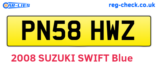 PN58HWZ are the vehicle registration plates.
