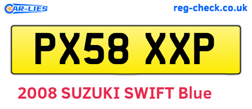 PX58XXP are the vehicle registration plates.