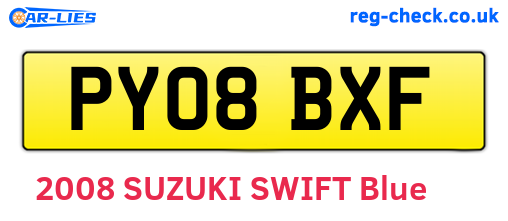PY08BXF are the vehicle registration plates.