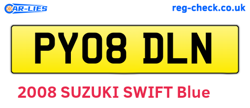 PY08DLN are the vehicle registration plates.