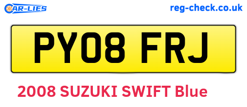PY08FRJ are the vehicle registration plates.