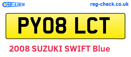 PY08LCT are the vehicle registration plates.