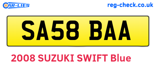 SA58BAA are the vehicle registration plates.