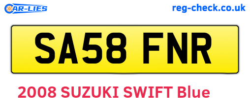 SA58FNR are the vehicle registration plates.