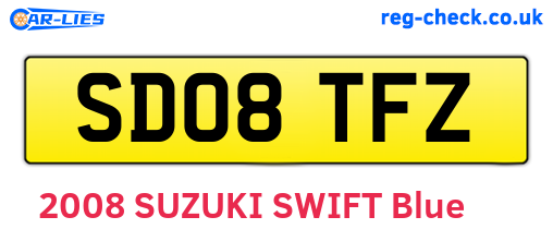 SD08TFZ are the vehicle registration plates.