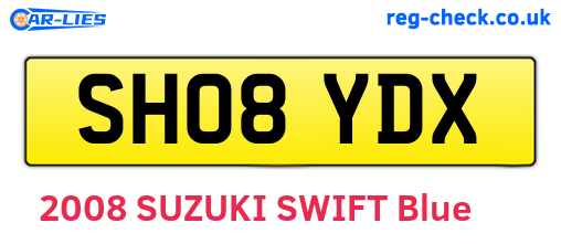 SH08YDX are the vehicle registration plates.