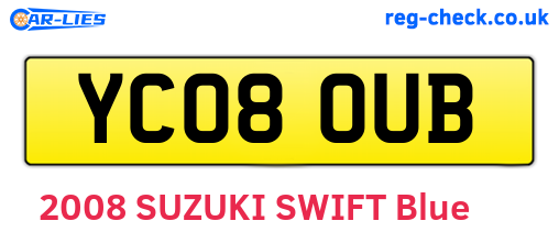YC08OUB are the vehicle registration plates.