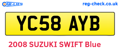 YC58AYB are the vehicle registration plates.