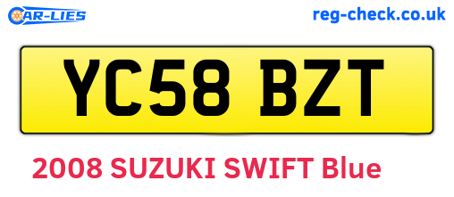 YC58BZT are the vehicle registration plates.