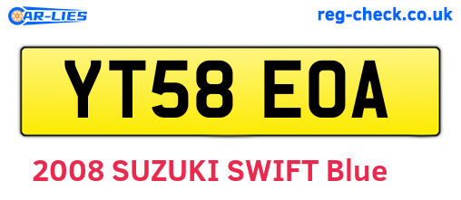 YT58EOA are the vehicle registration plates.