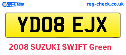 YD08EJX are the vehicle registration plates.
