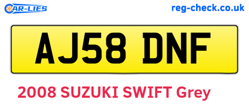 AJ58DNF are the vehicle registration plates.