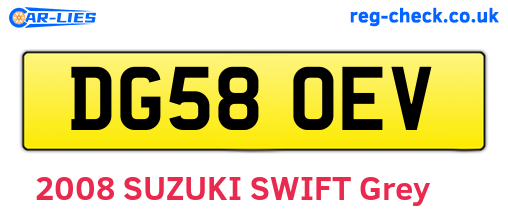 DG58OEV are the vehicle registration plates.