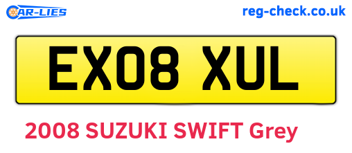 EX08XUL are the vehicle registration plates.