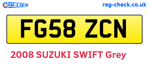 FG58ZCN are the vehicle registration plates.