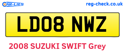 LD08NWZ are the vehicle registration plates.