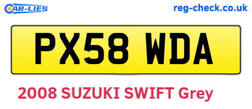 PX58WDA are the vehicle registration plates.