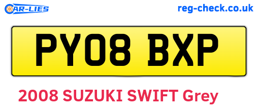 PY08BXP are the vehicle registration plates.