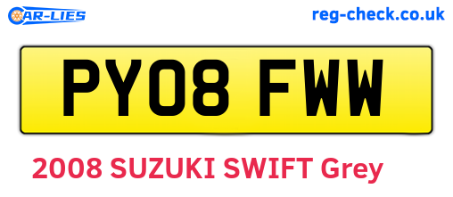 PY08FWW are the vehicle registration plates.