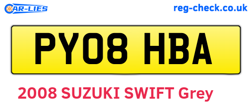 PY08HBA are the vehicle registration plates.