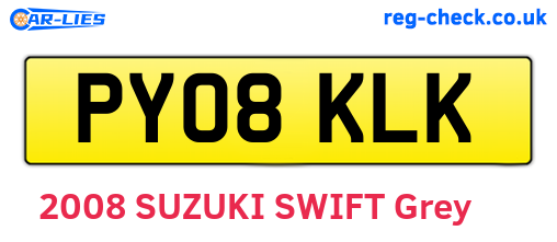 PY08KLK are the vehicle registration plates.