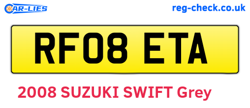 RF08ETA are the vehicle registration plates.