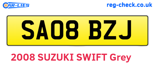 SA08BZJ are the vehicle registration plates.