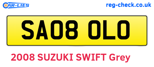 SA08OLO are the vehicle registration plates.