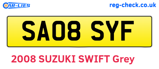 SA08SYF are the vehicle registration plates.