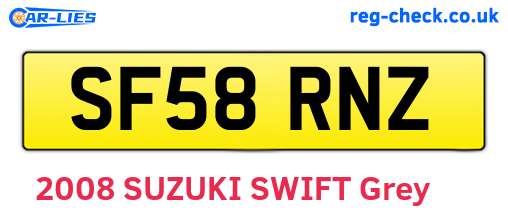SF58RNZ are the vehicle registration plates.