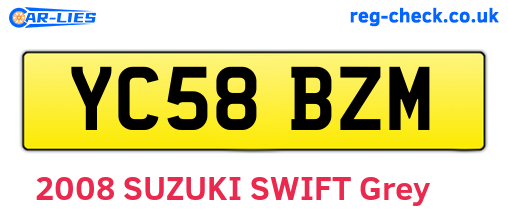 YC58BZM are the vehicle registration plates.