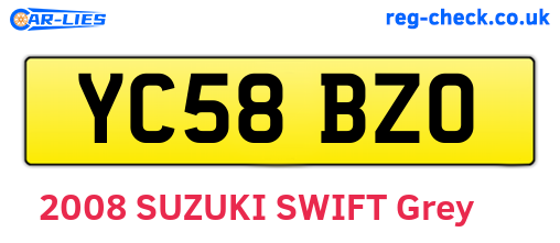 YC58BZO are the vehicle registration plates.