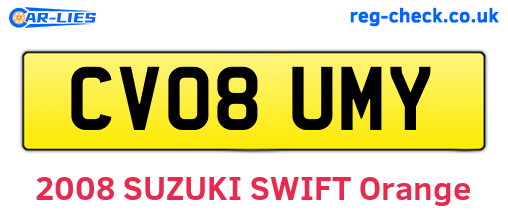 CV08UMY are the vehicle registration plates.