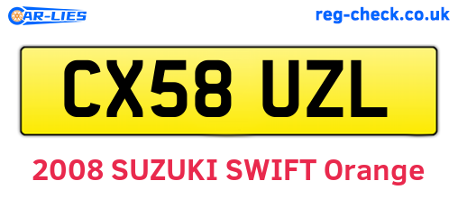 CX58UZL are the vehicle registration plates.