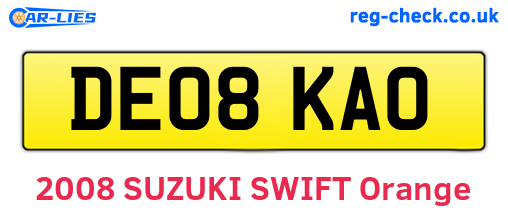 DE08KAO are the vehicle registration plates.