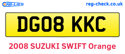 DG08KKC are the vehicle registration plates.