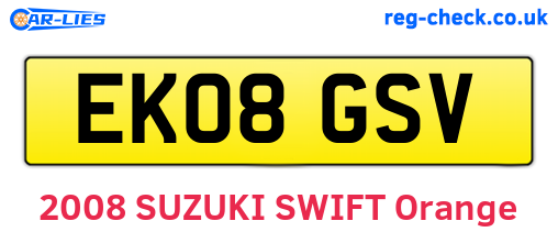 EK08GSV are the vehicle registration plates.