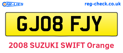 GJ08FJY are the vehicle registration plates.