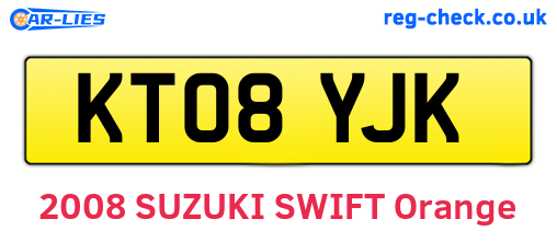 KT08YJK are the vehicle registration plates.
