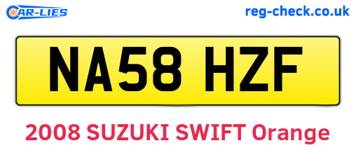 NA58HZF are the vehicle registration plates.