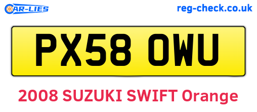 PX58OWU are the vehicle registration plates.