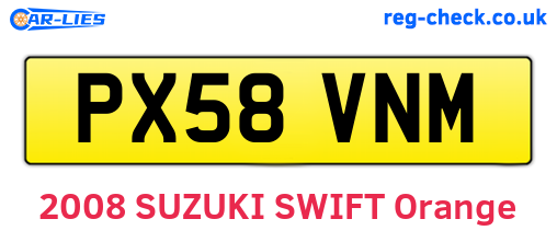PX58VNM are the vehicle registration plates.
