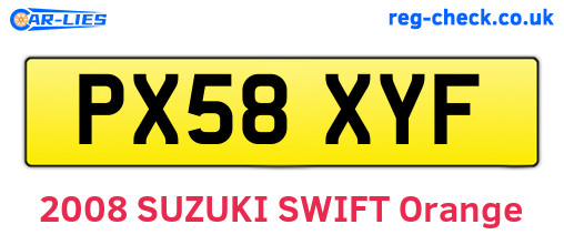 PX58XYF are the vehicle registration plates.