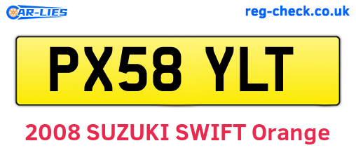 PX58YLT are the vehicle registration plates.