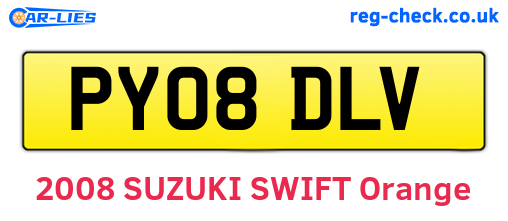 PY08DLV are the vehicle registration plates.