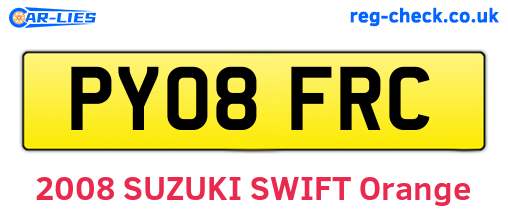PY08FRC are the vehicle registration plates.