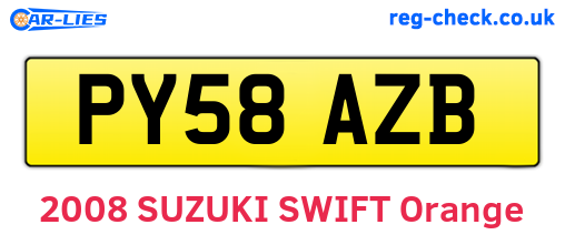 PY58AZB are the vehicle registration plates.