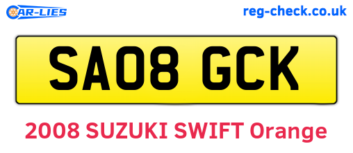 SA08GCK are the vehicle registration plates.