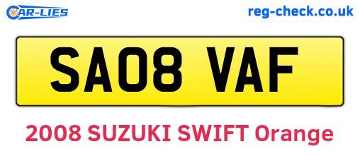 SA08VAF are the vehicle registration plates.