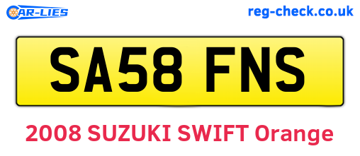SA58FNS are the vehicle registration plates.